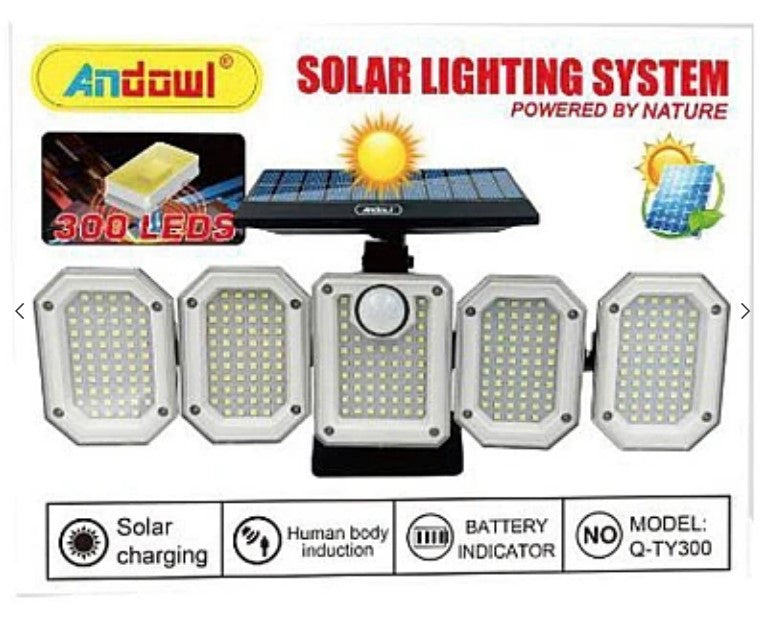 Слънчева лампа Andowl Q TY300 с 5 300 LED кутии за външна