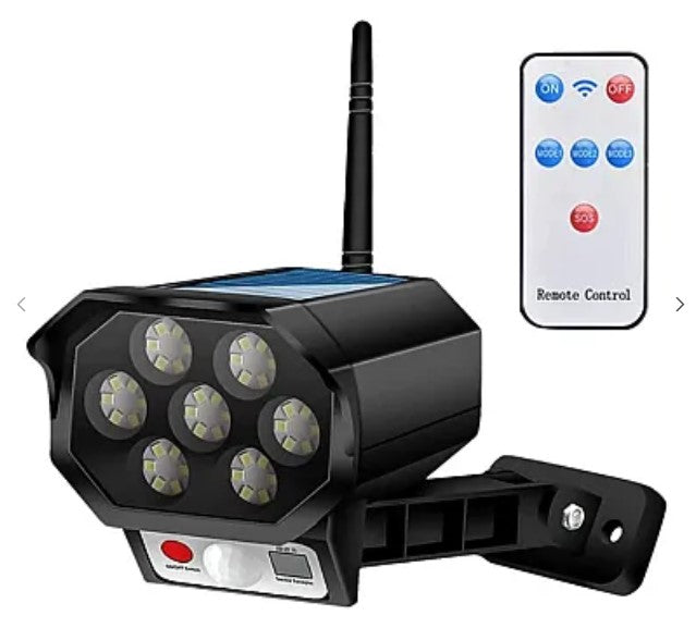 Lampa solara tip camera de supraveghere 35 LED, Senzor de miscare si lumina, cu telecomanda