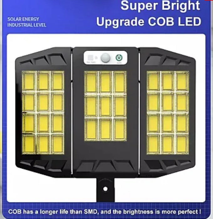 Lampa solara LED cu senzor de miscare 10000 Lm TRIPLA COB cu telecomanda