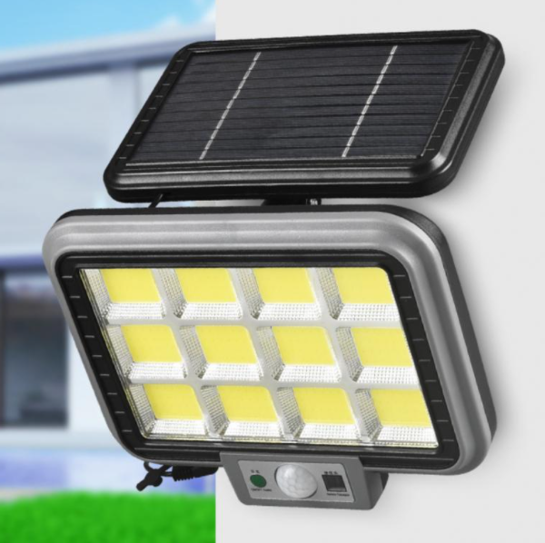 Слънчева лампа със слънчев панел, 40W, 288 LED COB, 12 циферблата, с 3 режима на осветление, телекоманданегрин