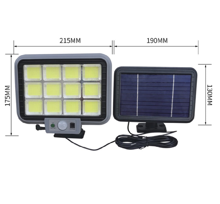 Lampa solara cu panou solar, 40W, 288 LED COB, 12 cadrane, cu 3 moduri de iluminare, telecomandanegru