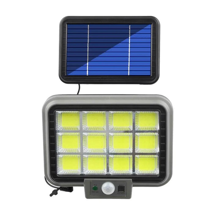 Слънчева лампа със слънчев панел, 40W, 288 LED COB, 12 циферблата, с 3 режима на осветление, телекоманданегрин