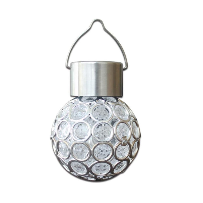 Lampa solara decorativa tip glob din PP si otel, cu agatatoare, IP44, culori schimbatoare