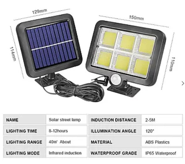 Τοίχο ηλιακό λαμπτήρα SL F120 6 x COB LED POWER 25W 5000K για εξωτερικό