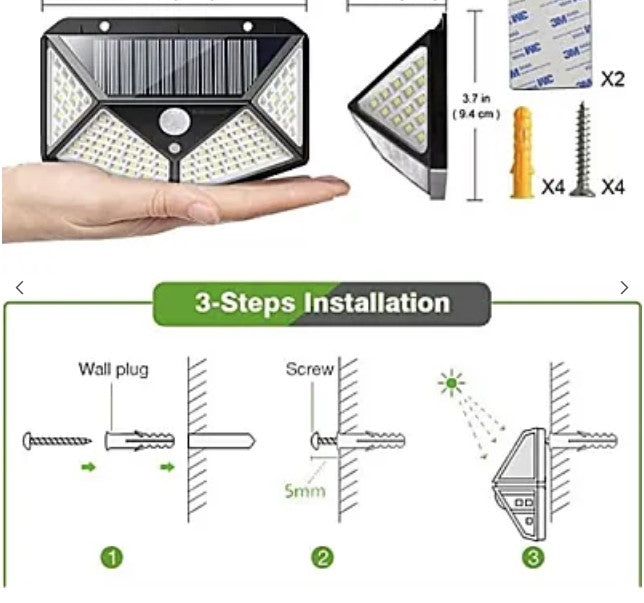 Solar Wall Lámpa Ultra 100 LED BK-100 kívülről