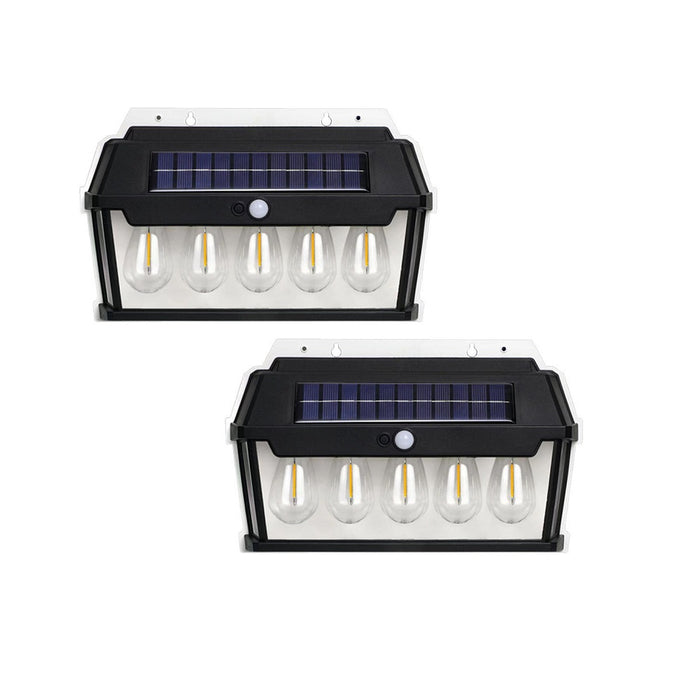 Стенна лампа с 5 LED крушки, IP65, ъгъл на индукция 120 °, 65W, дата, черно