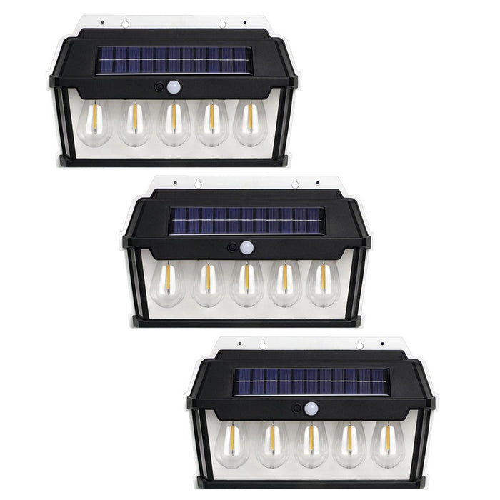 Falllámpa 5 LED izzóval, IP65, indukciós szög 120 °, 65W, szétválasztható, fekete