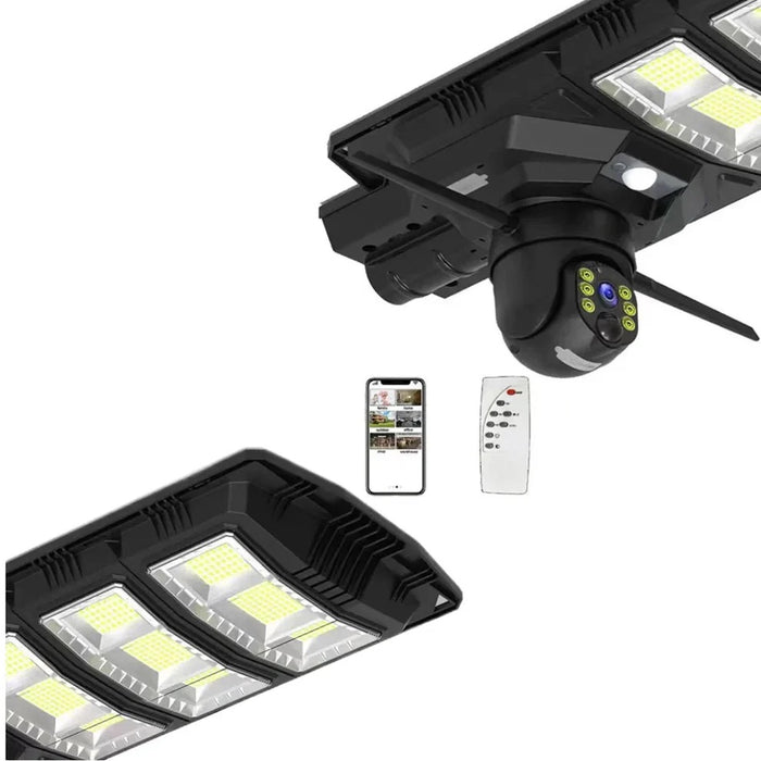 Lampa solara stradala 300W cu camera de supraveghere integrata si telecomanda negru