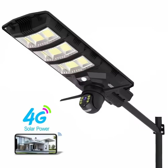 Lampa solara stradala 300W cu camera de supraveghere integrata si telecomanda negru