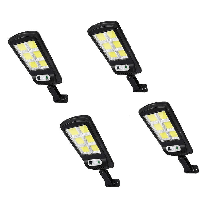 Set 4 x Lampi solare stradale LED, cu 6 cadrane, senzor miscare, IP65, negru