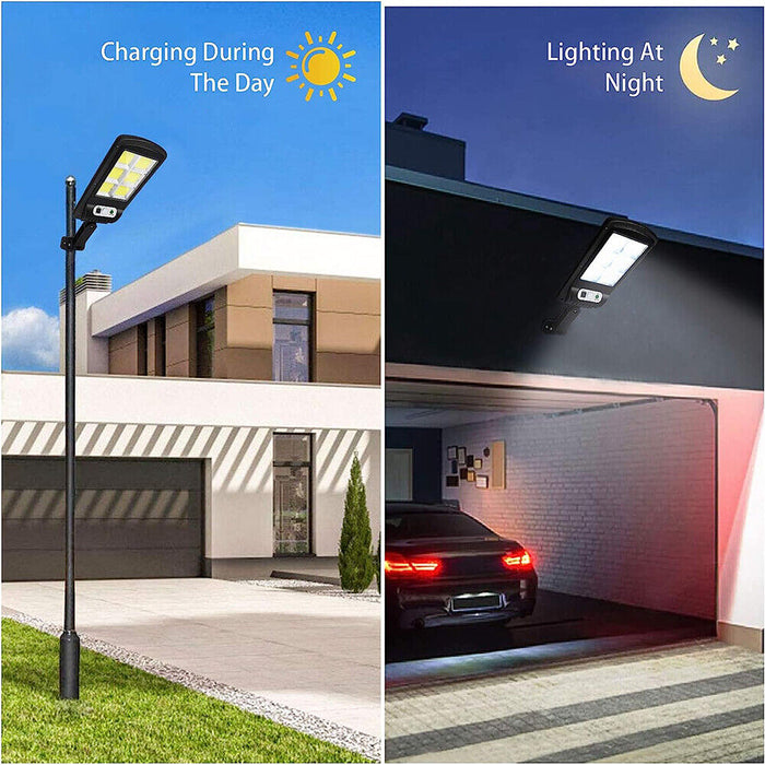 Ρυθμίστε 2 x LED Road Solar Lamps, με 6 dials, αισθητήρα κίνησης, IP65, μαύρο