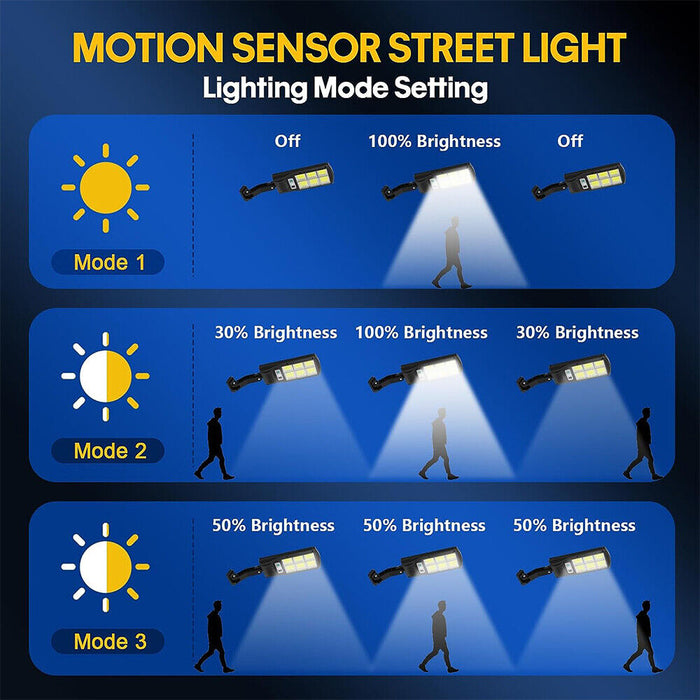 Ρυθμίστε 4 x LED Road Solar Lamps, με 6 dials, αισθητήρα κίνησης, IP65, μαύρο