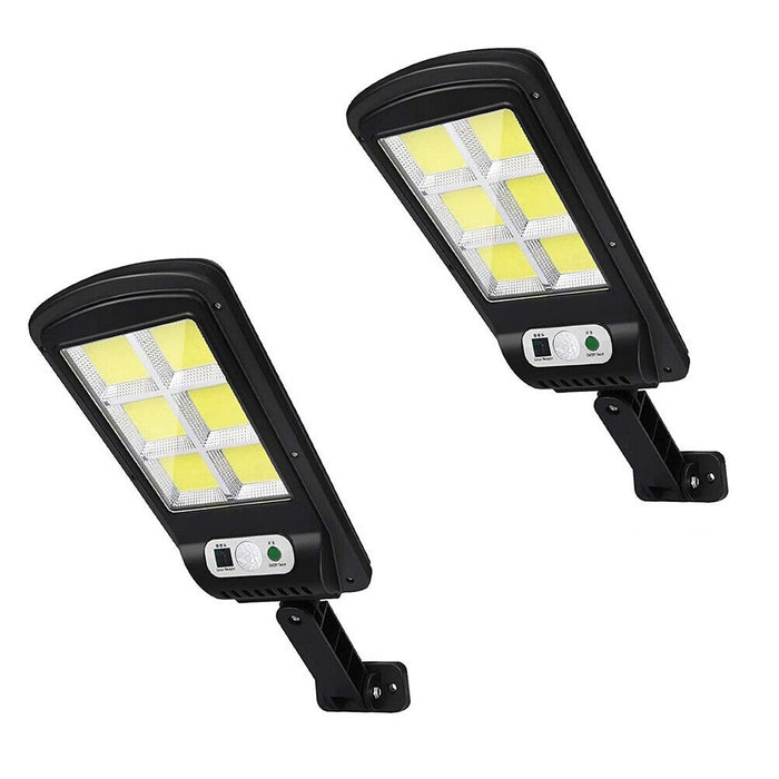 Ρυθμίστε 2 x LED Road Solar Lamps, με 6 dials, αισθητήρα κίνησης, IP65, μαύρο