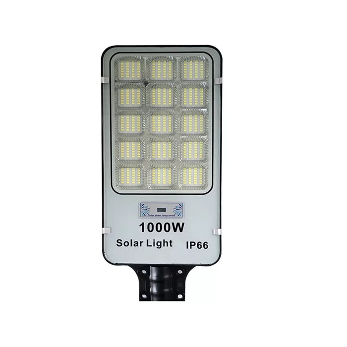 Lampa solara stradala, putere 1000W, cu telecomanda, IP66, senzor de lumina si miscare, gri-negru