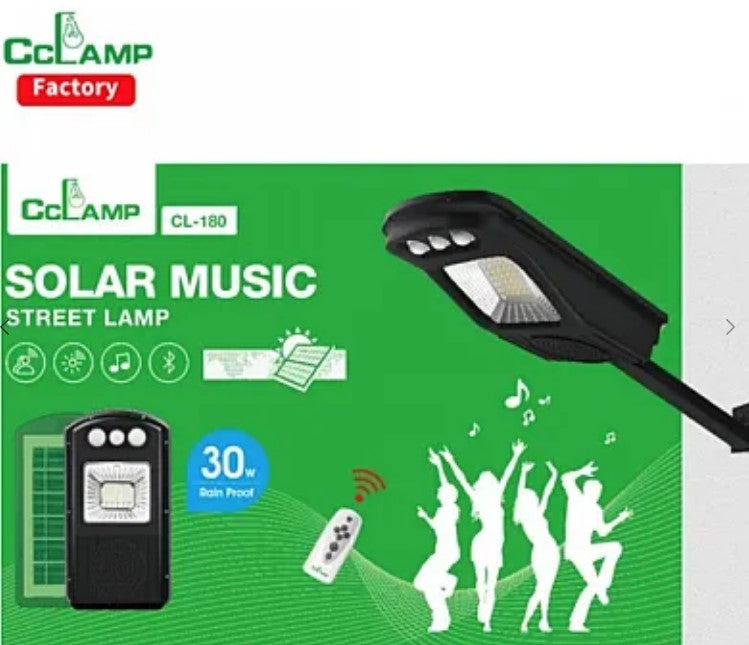 Улична слънчева лампа с Bluetooth високоговорител и слънчева музика CL-180 Remote