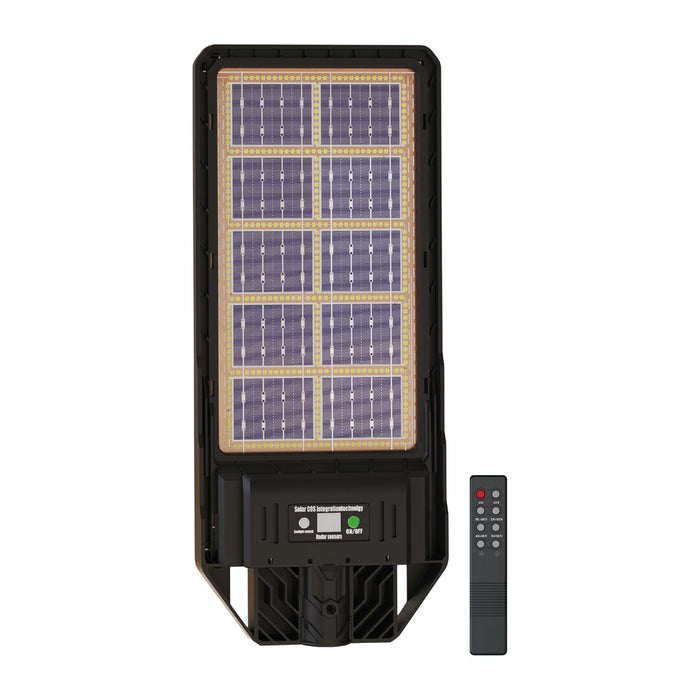 Lampa solara stradala cu panou solar incorporat cu doua fete, cu inductie si telecomanda, 6500K, Negru