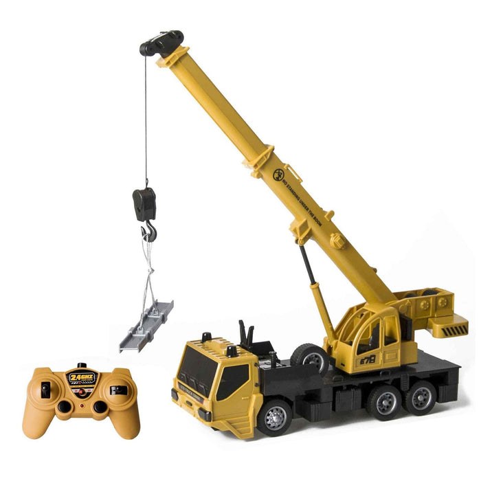 Toy Crane, για κατασκευή, τηλεχειριστήριο με 6 κανάλια 2,4 GHz, επαναφορτιζόμενο, κίτρινο/μαύρο