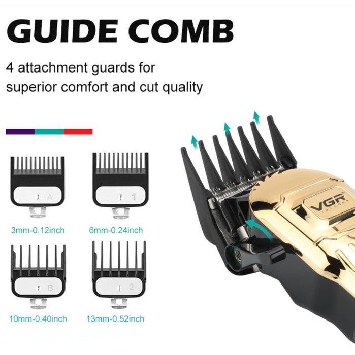 VGR VGR V-268 Professional Trimmer, Wireless, USB Loading, 10W, 4 αποστάσεις, ψηφιακή οθόνη, χρυσός