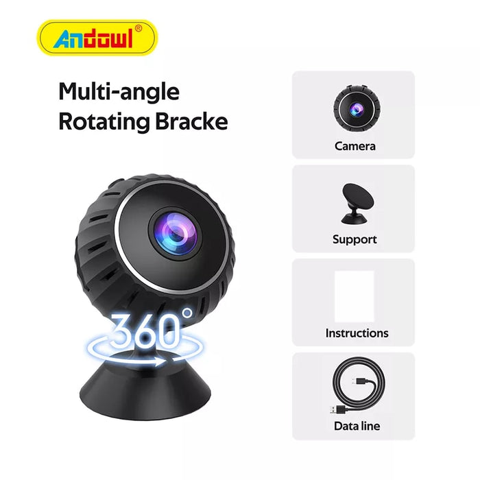 Mini Survelance Camera, WiFi, Full HD, 360 °, нощно виждане, сензор за движение