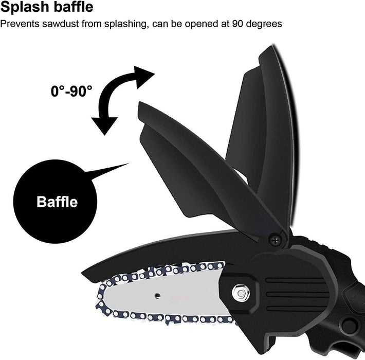 Mini Electric Sawless Saw, με αλυσίδα και λεπίδα 4 ", 1 24V 4500mAh μπαταρία, 550W, και κιτ, μαύρο