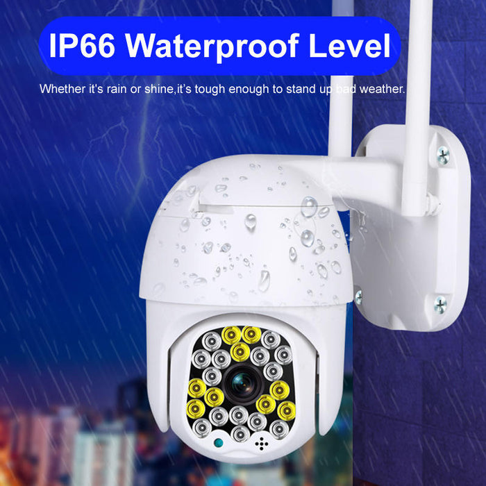 Mini camera de supraveghere CCTV IP PTZ WiFi de 2.5, IP66, wireless, infrared, rotatie 355°, alba