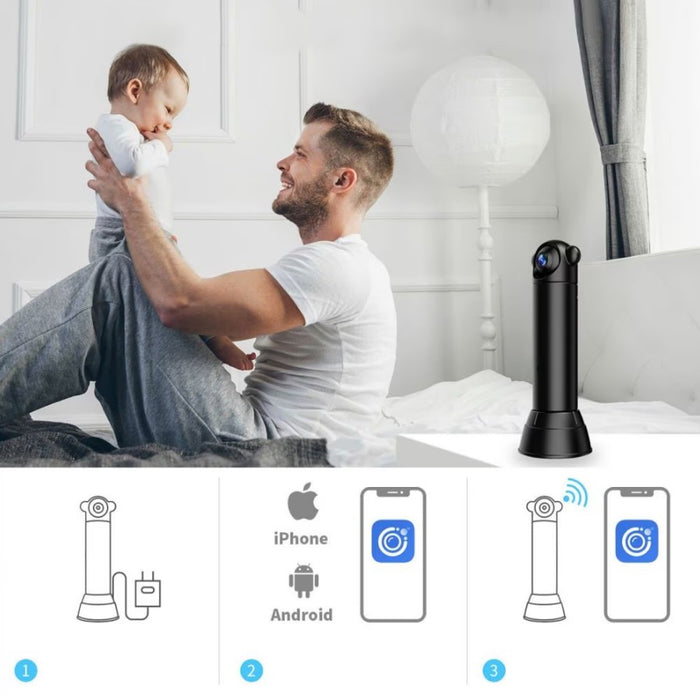 Mini camera de supraveghere SX82, WiFi, tip baby monitor, HD, infrarosu, senzor de miscare, negru