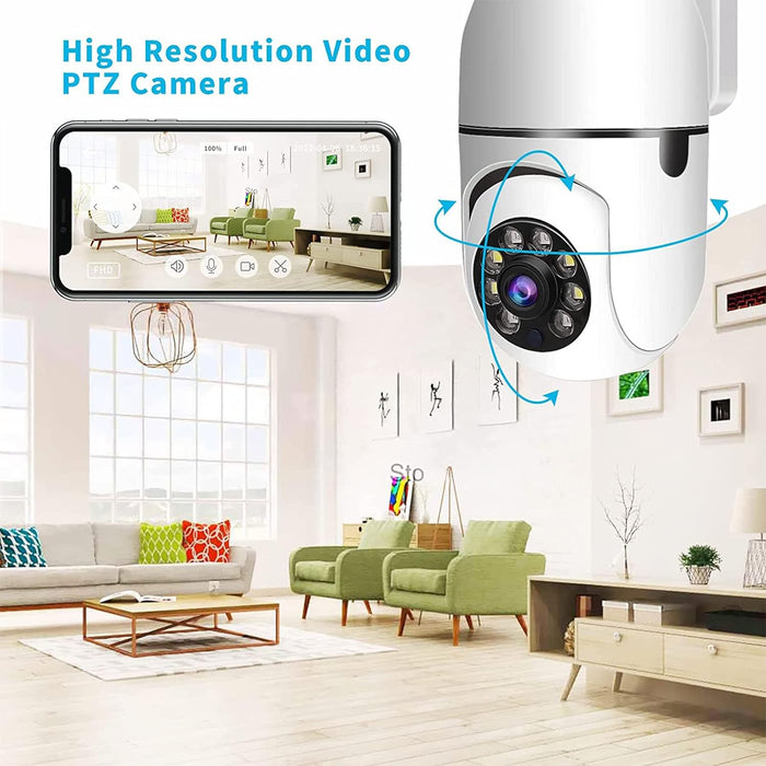 Mini Surveillance Camera, Wireless, Wifi, IR, PIR, 2 аудио, бели коне