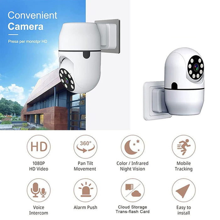 Mini Surveillance Camera, Wireless, Wifi, IR, PIR, 2 аудио, бели коне