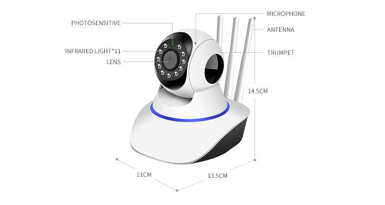 Μίνι Εσωτερική κάμερα παρακολούθησης CCTV, Full HD, WiFi, IR, 360 μοίρες, λευκό