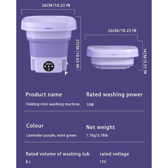 Mini masina de spalat, portabila si pliabila, 6.5l capacitate, cu 3 programe si functie de stoarcere si uscare