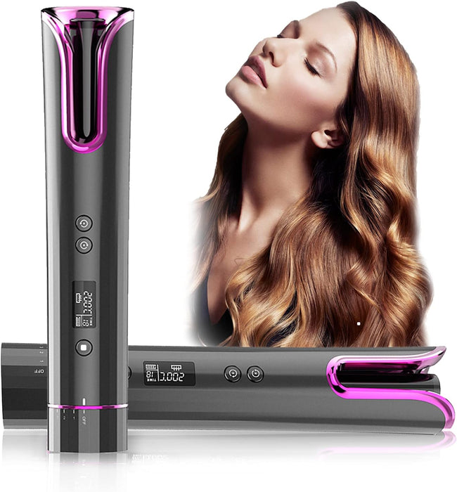 Compact Hair Curler, Wireless, Portable, με οθόνη LCD και φορτίο USB