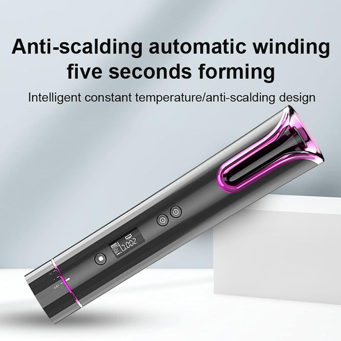 Compact Hair Curler, Wireless, Portable, με οθόνη LCD και φορτίο USB