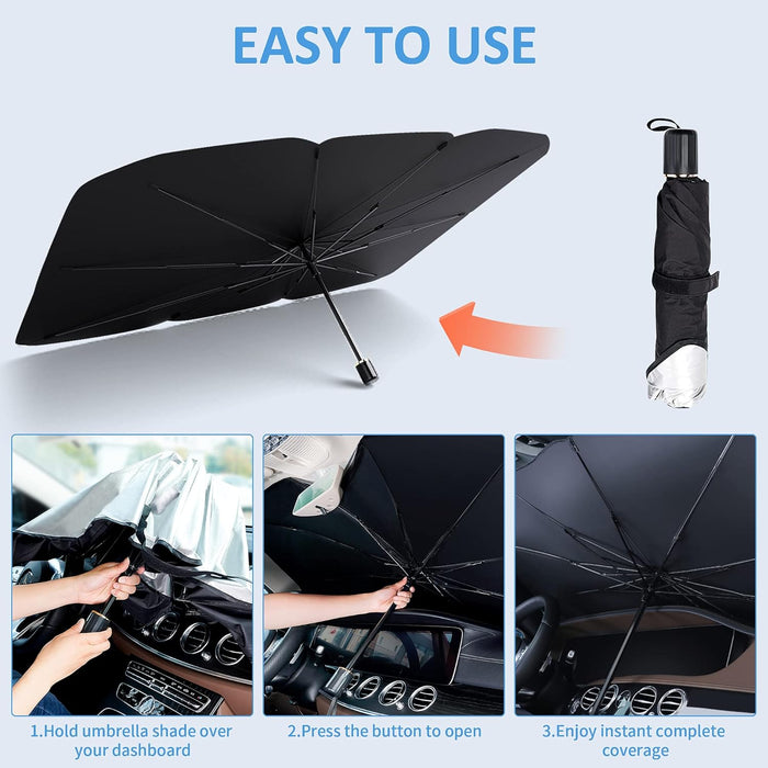 Автоматично паразилар за предно стъкло, чадър, устойчив на UV, черен сребърник