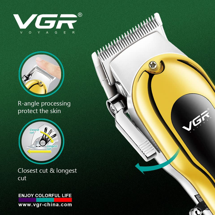VGR VV680 Professional Trimmer с острие от неръждаема стомана, 5W, LCD дисплей, черно злато