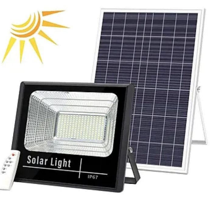 100W méretű LED -es kivetítő egyedi napelemekkel és távirányítóval