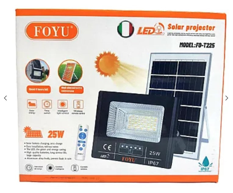 Proiector LED 25W cu panou solar si telecomanda FO-T225