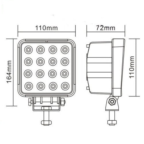 Proiector LED auto, putere 48W, 12V-24V, IP 67, 6500K, 1800Lm, lumina alba rece, negru