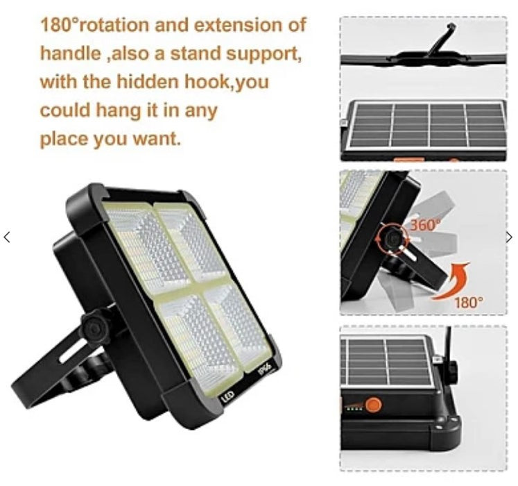 Napenergia -rakodási projektor 336 LED 100W 16500mAH 10000 LM