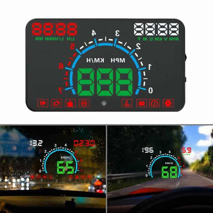 Ecran de proiectie afisaj bord pe parbriz 5.8″, Head Up Display E350, compatibil pe masinile care au mufa OBD2