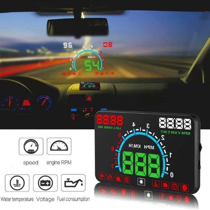 Ecran de proiectie afisaj bord pe parbriz 5.8″, Head Up Display E350, compatibil pe masinile care au mufa OBD2