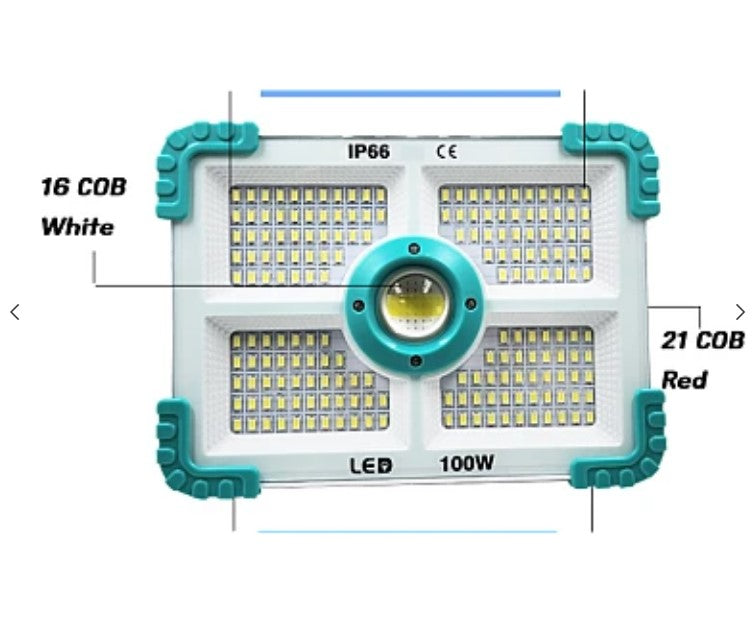 Solar projektor COBA CB F188 POWER 100W és 188 LED, Fehér Kék
