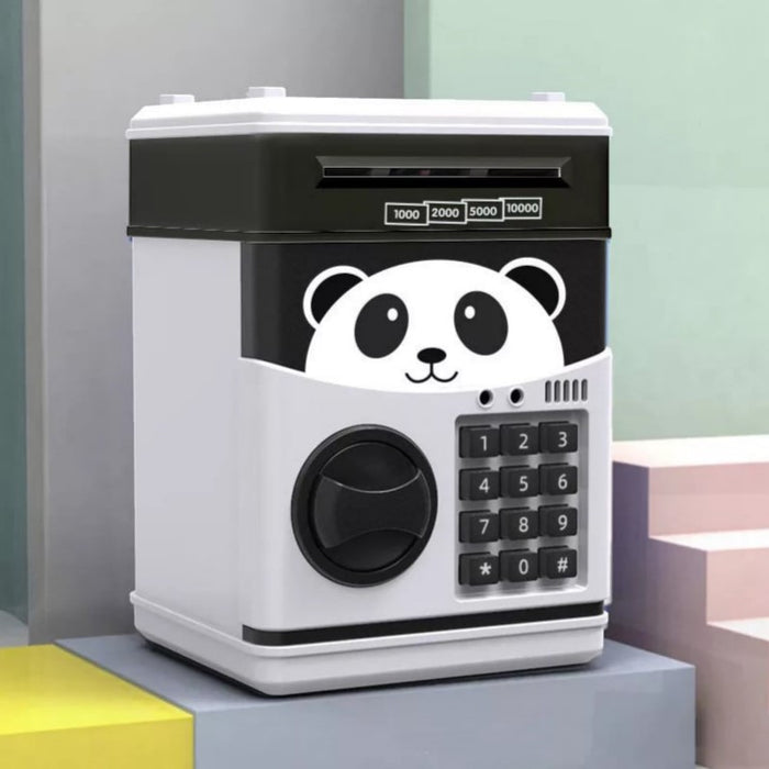 Pandculita Panda για παιδιά 3 χρόνια+, με λειτουργία ATM, πεύκο και ασφαλές κώδικα, λευκό με μαύρο