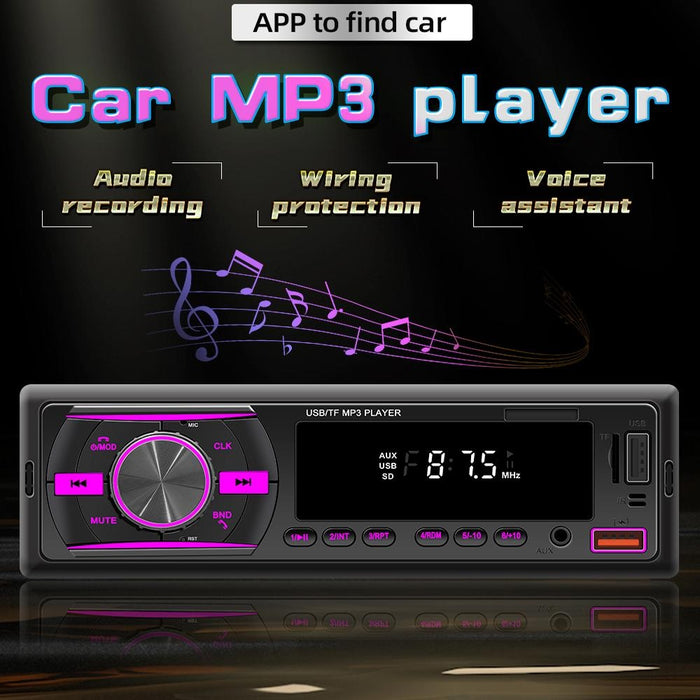 Mp3 Car Player Radio, με Bluetooth, 7 -color Display, 1din, Remote, Black