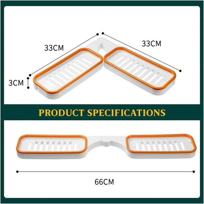 Γωνιακό ράφι 90 ° ή ορθή γωνία 180 °, για το μπάνιο, υποστηρίζει έως και 5 κιλά, γκρι-πορτοκαλί