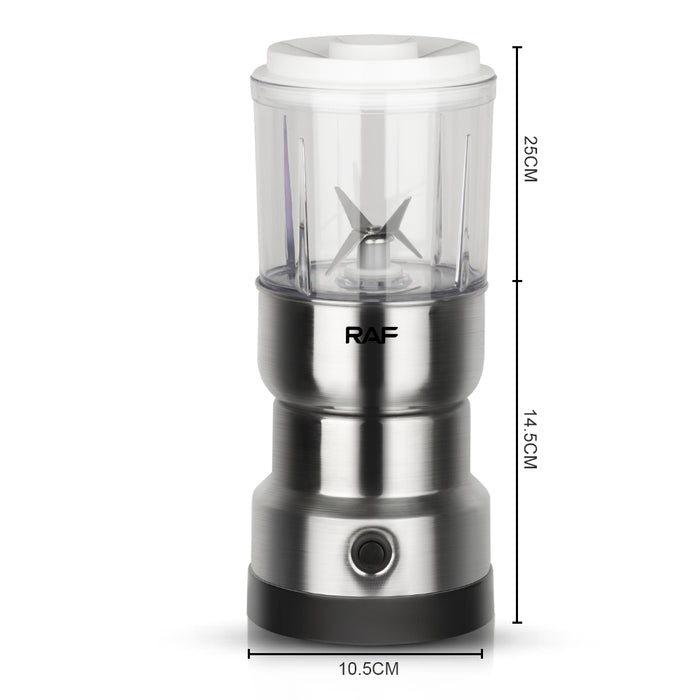 Electric και Blender 2 σε 1 RAF 7126, 300W, 200 και 350ml χωρητικότητα, πλαστικό και ανοξείδωτο χάλυβα, ασήμι