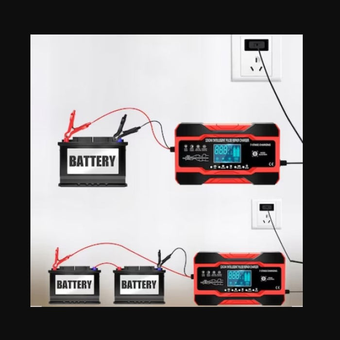 Egyenirányító autó akkumulátorok DP1210, 12V 10A - 24V 5A, 180W, 7 -STAGES töltés, 4 funkció, fekete, piros