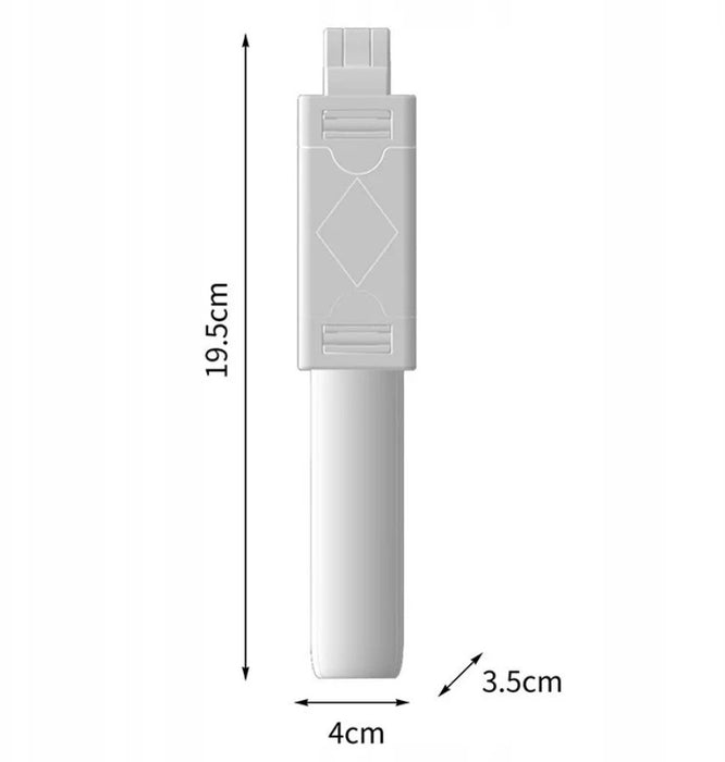 Селфи пръчка, разширяваща се до 64см, Bluetooth, дистанционно управление и LED проектор, бяло