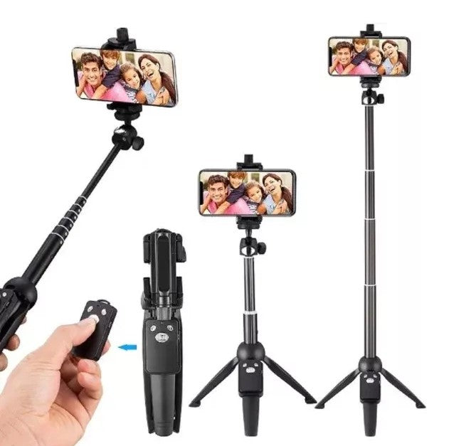 Selfie stick και trepied 2 σε 1, bluetooth, compact και καθολικό, μαύρο