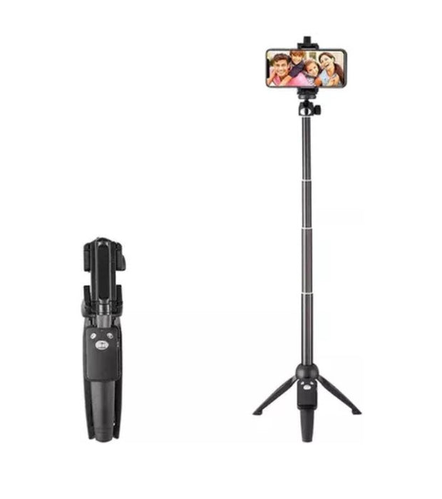 Selfie stick si trepied 2 in 1, Bluetooth, compact si universal, negru