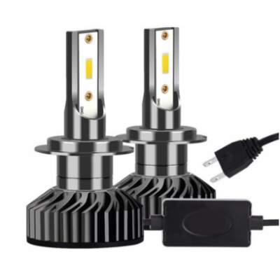 Set 2 Becuri LED H7 100W - Iluminare Puternică, Ventilator Slim, F2 COB, Canbus, 6000K